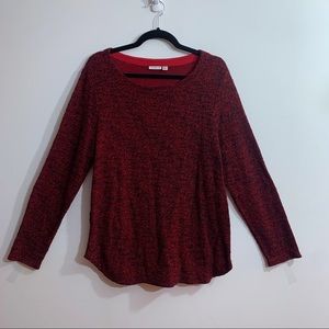 🍂 Croft & Barrow Women’s XL Heathered Red Black Scoop Neck Long Sleeve Top
